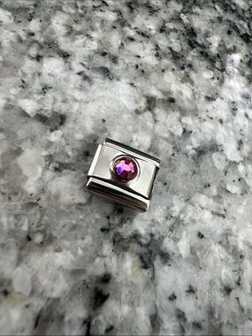 Italian Charm Link Birthstone October Pink Tourmaline